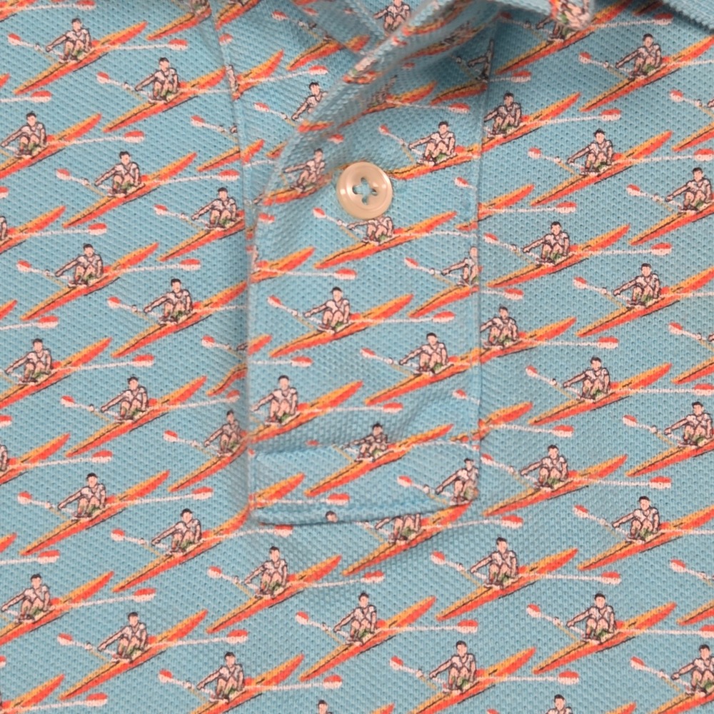 Vtg Polo Ralph Lauren All Over Print Rowing Polo Shirt Mens XL Blue Sculling - Picture 4 of 10